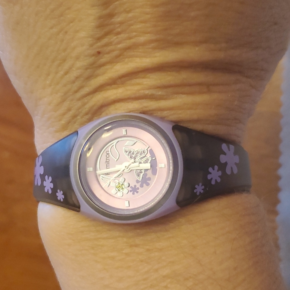 Vintage Purple Butterfly Wrist Watch